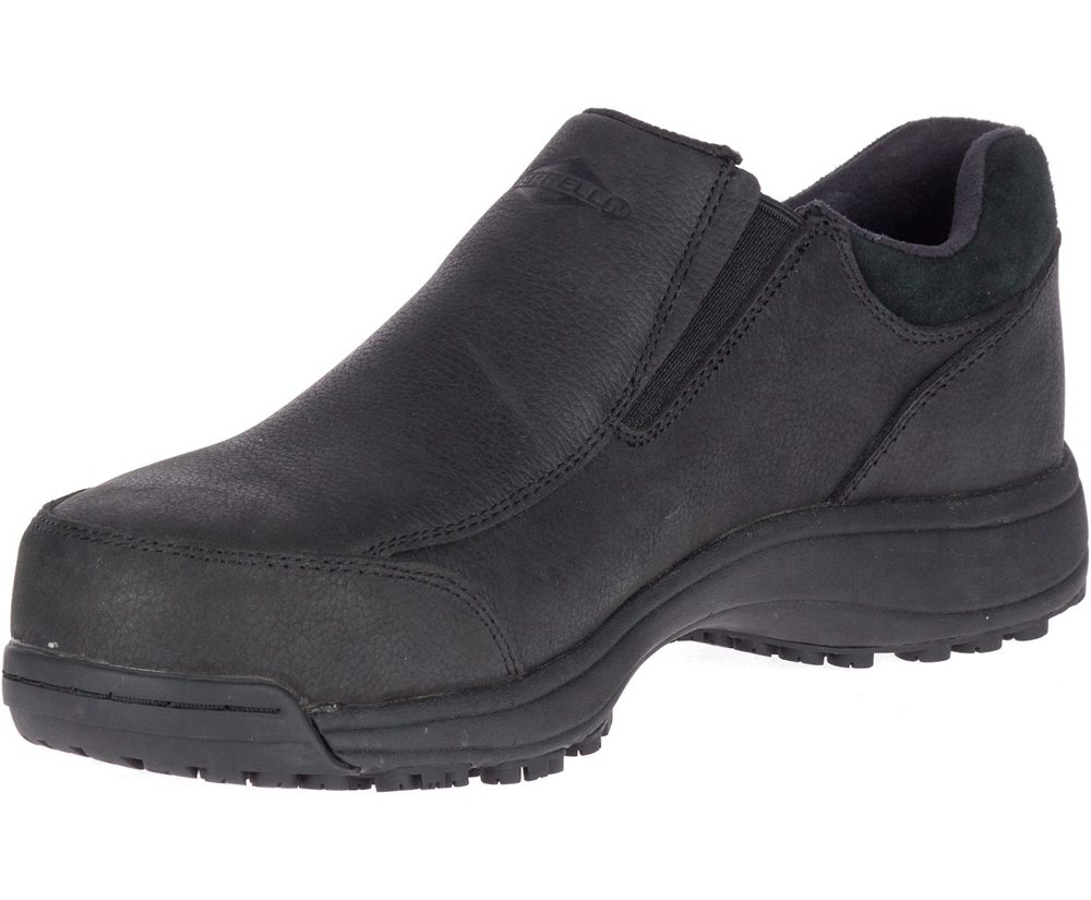 Merrell Slip Ons Męskie Czarne - Sutton Moc Steel Toe - 491362-OZF